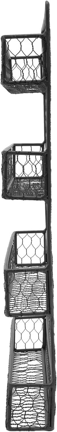 4-Tier Spice Rack Wall Mount, Metal Spice Rack for Space Saving, 17 x2 x 21 Inch Kitchen Spices Organizer, Seasoning Jar Storage Organizer Shelf Used for Kitchen