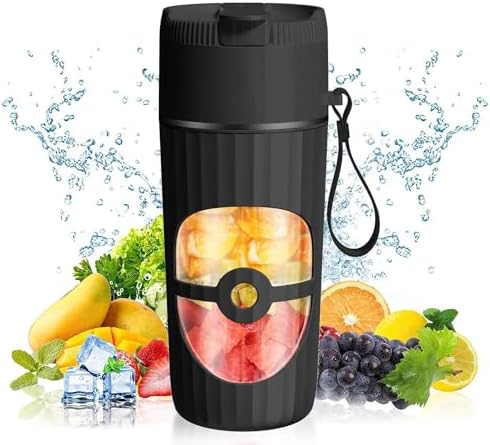 Glass Portable Blender for Smoothies and Shakes - USB-C Rechargeable, 15oz/450ml Mini Cordless Personal Smoothies Maker for Fruit Mixing, Ideal for Home, Travel, Beach, Office, and Sports Use (Black) by PONDI
