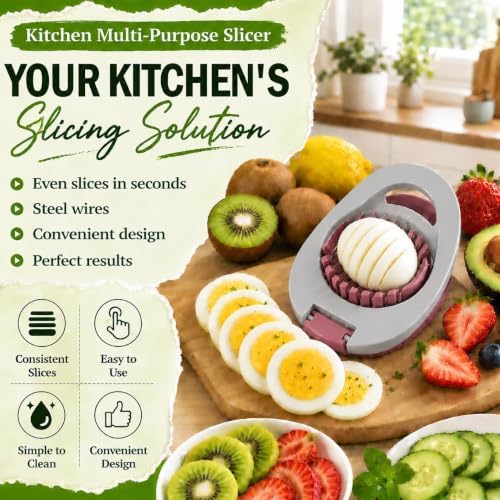 NOVANO Egg Slicer & Egg Salad Maker, Stainless Steel Wire Hard Boiled Egg Cutter,Kitchen Gadget Suitable for Eggs, Avocado, Strawberry and Kiwi Fruit - Image 2