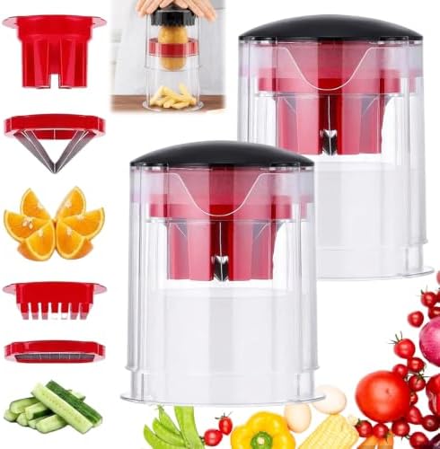 Multi-Functional Vegetable & Fruit Chopper, French Fry Cutter, Slicer & Corer,Professional Home Style Onion Chopper, Vegetable Dicer Manual with 420 Stainless Steel Blades (2Pc) by Unknown