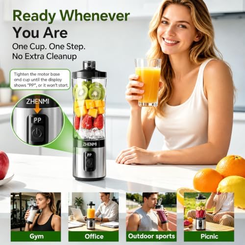 Portable Blender,20oz Personal Blender for Smoothies with 2 Lids - Image 4