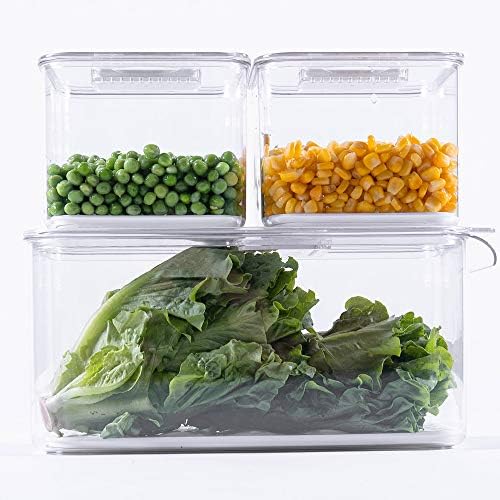 Fridge Produce Saver Food Storage Bin Containers, Refrigerator Food Fruit Vegetables storage Produce Saver Produce Saver Containers, Stackable Freezer Fridge