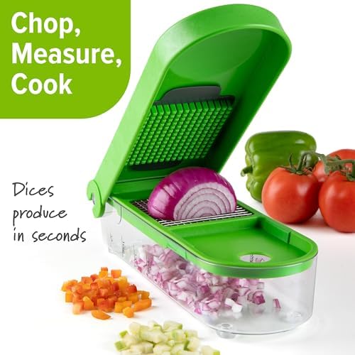 Professional Onion Chopper Dicer - 2-Cup Food Chopper with Measurements & Easy-Press Handle, Includes Cleaning Tool & Container for Onion, Vegetables, Fruits, Dishwasher Safe, Non-Slip Base (White) - Image 2