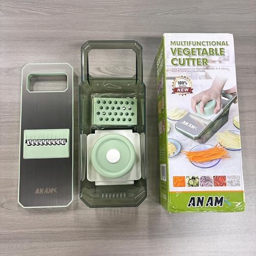 ANAM Mandoline Slicer & Vegetable Cutter – 6-in-1 Manual Food Chopper with Container – Stainless Steel Blades for Onions, Fruits & Vegetables – BPA-Free, Dishwasher Safe, Non-Slip Base, Easy Meal Prep - Image 4