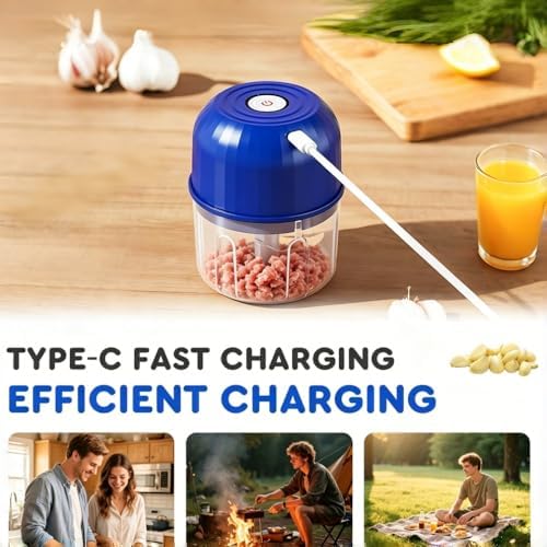 Electric Garlic Chopper Portable Mini Portable Veggie Chopper, Light Green - Image 2