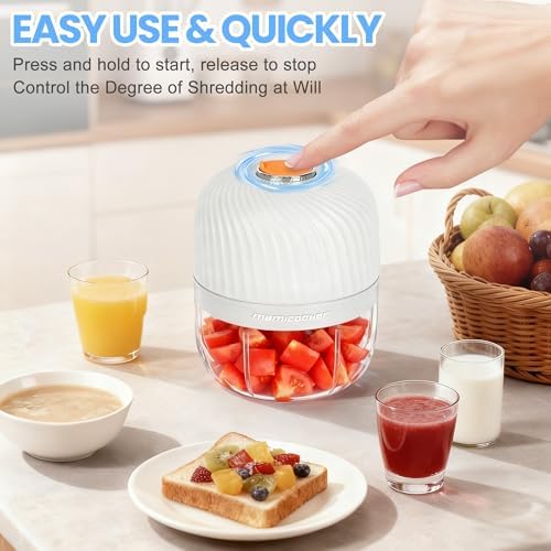 Electric Garlic Chopper 250ML, Mini USB Rechargeable Veggie Chopper, Cordless Garlic Mincer Onion Chopper Food Chopper for Ginger Chili Meat Sauce, Wireless Food Processor, White - Image 3