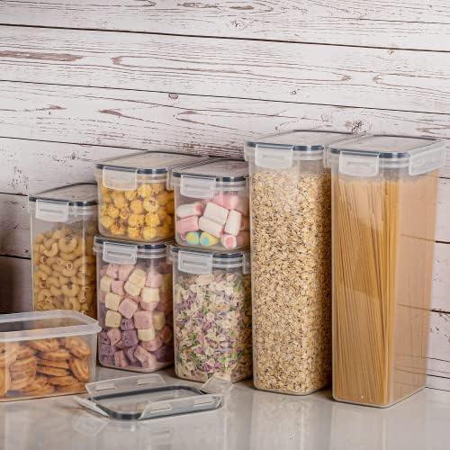 32pcs Airtight Food Storage Containers Set, BPA Free Plastic Kitchen and Pantry Organization Canisters with Lids for Cereal, Dry Food, Flour and Sugar, Includes 32 Labels
