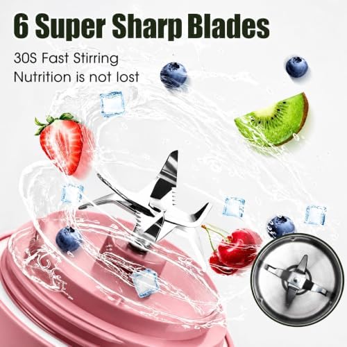 Portable Blender for Smoothies, 600ML Capacity, Rechargeable Personal Blender with Leak Proof Lid and Safety Lock, USB Charging, pink (pink) - Image 2