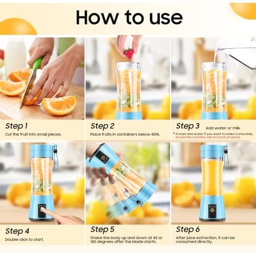 Personal Size Smoothies Blender Portable - 380ML Mini Travel Blender - Image 5