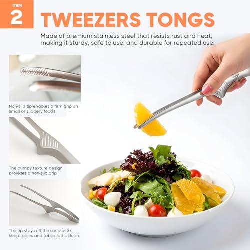 Korean BBQ Kitchen Shears and Tongs Set | Multi-Purpose Kitchen Scissors, Tweezers, Scissor-Tongs for Cooking Chicken Meat Salad Barbecue Herb | Stainless Steel Comfort Handle Dishwasher Safe