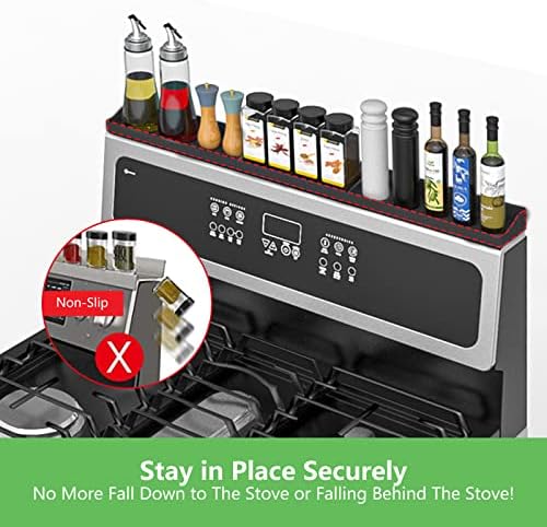 Stove Top Shelf 30 Inch - Silicone Material Magnetic Shelf for Stove -Black