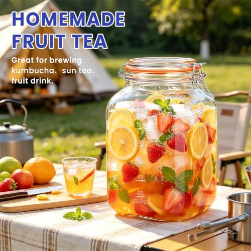 1.1 Gallon Wide Mouth Airtight Glass Storage Containers with Lids