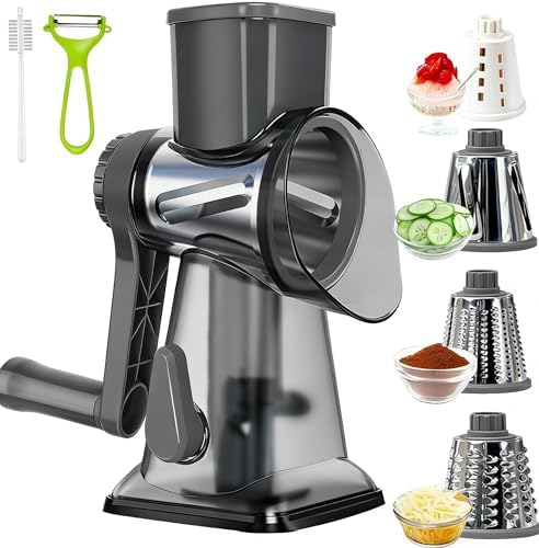 Rotary Cheese Grater with Handle, Multifunctional Cheese Shredder