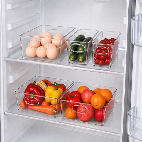 5 Pack Clear Plastic Pantry Organizers and Storage with Handles
