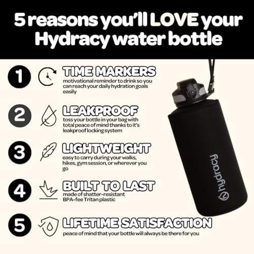 Motivational Water Bottle with Time Marker & Fruit Infuser 64 oz
