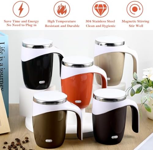 5 Pcs Self Stirring Coffee Mug 13.5oz, Versatile Color