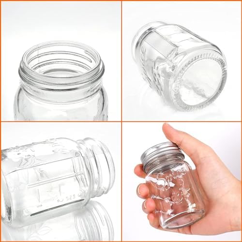 30 Pack 4oz Round Glass Spice Jars with Shaker Lids & Metal Caps
