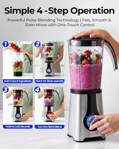 Blender and Food Processor Combo, 5-in-1 Countertop Blender with 42 oz Pitcher, 24 oz Travel Cup, 17 oz Chopper and 10 oz Spice Grinder, 12-Piece Kitchen System, Silver - Image 4