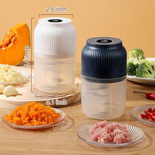 Electric Garlic Chopper, 2026 Upgrade Mini Portable Veggie Cutter, USB Charging Wireless Electric Food Chopper, One-Touch, 4 Sharp Stainless Steel Blades for Meat Fruits Vegetables (White) - Image 6
