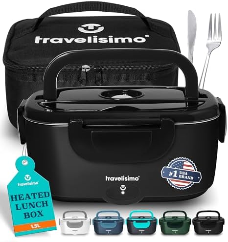 Electric Lunch Box for Adults 100W Heated Lunch Box For Men 1.5L Stainless Steel Portable Food Warmer, 12/24/110V for Travel & Work, Loncheras Electricas Para Calentar almuerzo