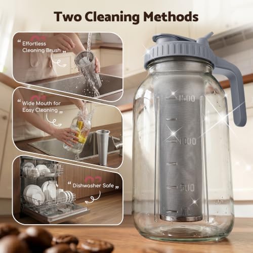 Cold Brew Coffee Maker, 64 oz Glass Mason Pitcher
