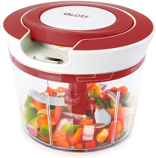 Valore Manual Food Processor Vegetable Chopper Medium 870 mL (3.6 cups) - Easy to Clean Garlic Onion Cutter, Portable All Purpose Quick Chop Kitchen Essential with Whisk Attachment