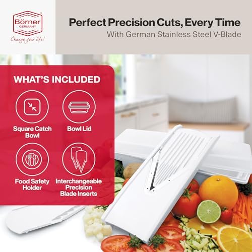 Swissmar V-Prep™ Mandoline Slicer – Versatile Kitchen Slicer for Julienne, Shred, Cube & Slice – Includes Multi-Function Bowl & Safety Holder – Essential Kitchen Gadget – White - Image 4