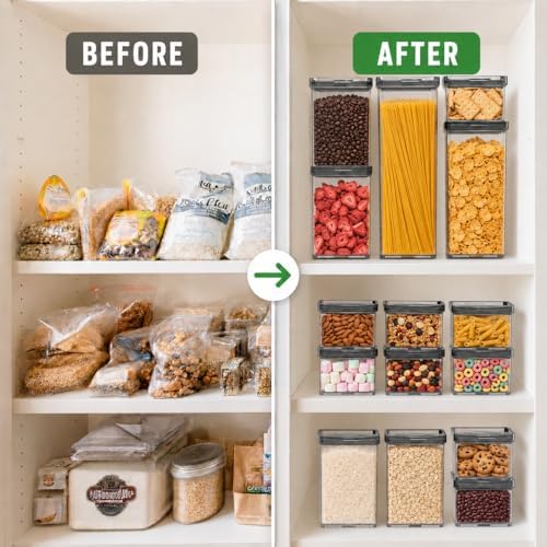 Airtight Pantry Storage Container 5 PC Set, Twist-Lock Lid, Green