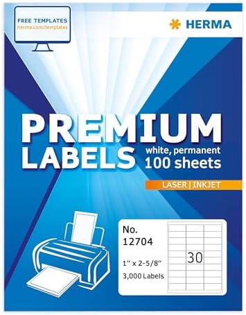 Printable Address Labels 1" x 2-5/8", 3000 Mailing Stickers, White