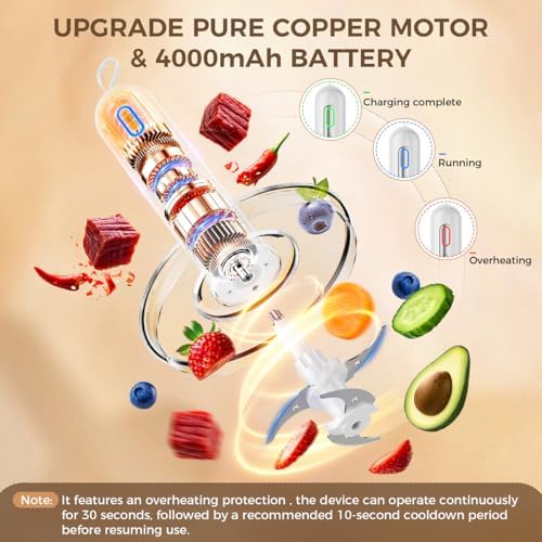 Glass Food Processor with 4 Blades & 4 Bowls (8 Cup + 3x0.5 Cup), Small Food Processor& Meat Grinder - Compact Design for Meal Prep, Baby Food, Sauces - Dishwasher Safe - Image 5