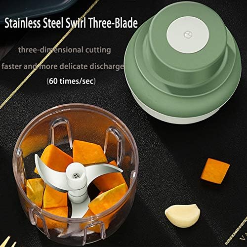Electric Mini Food Chopper,250ML Portable Garlic Chopper with USB Charging Function, Mini Food Slicer for Onion Vegetables Chili Ginger Meat Nuts Fruits Salad (Green) - Image 3