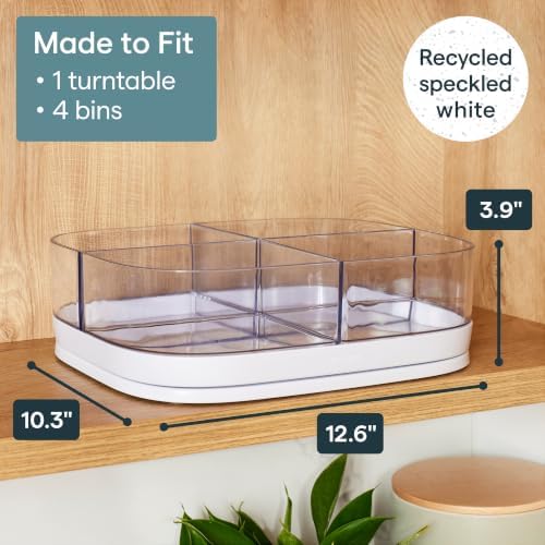 MagicTrack Turntable with 4 Bins, Rectangle Lazy Susan Organizer