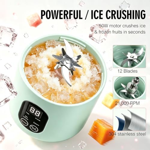 Portable Blender 580ML with LED Display and 12-Blade (green) - Image 2
