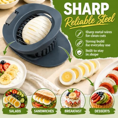 NOVANO Egg Slicer for Hard Boiled Eggs, Multi Function Stainless Steel Wire Egg Cutter, Egg Salad Maker, Fruit Slicer for Avocado, Strawberry, Kiwi Fruit - Image 4