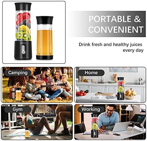 Portable Blender for Shakes and Smoothies,500ml Electric Juicer, 4000mAh Smoothie Blender with BPA-Free Material, USB Rechargeable Fresh Juice Blender for Travel, Gym, Outdoors, and Home, Black - Image 6