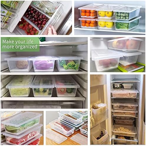 6 Pack 1.5L Fruit Storage Containers for Fridge with Removable Drain Tray