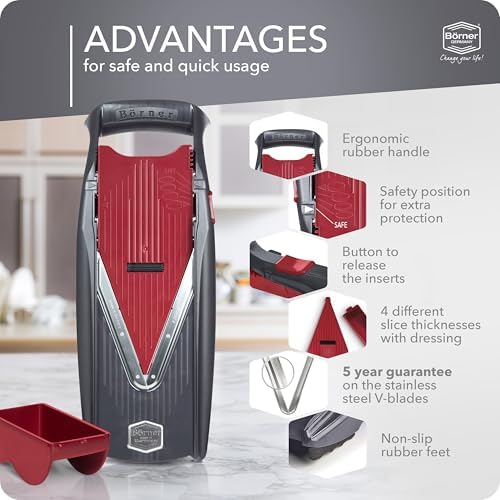 Börner by Reston Lloyd Mandoline Slicer Vital (Basic Set) • V-Slicer with 10 Cutting Styles & Safety Food Holder • Adjustable Kitchen Slicer & Dressing Function - Image 4