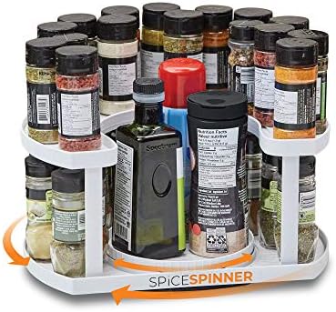 Spice Spinner Two-Tiered Spice Organizer & Holder That Saves Space, Keeps Everything Neat, Organized & Within Reach With Dual Spin Turntables