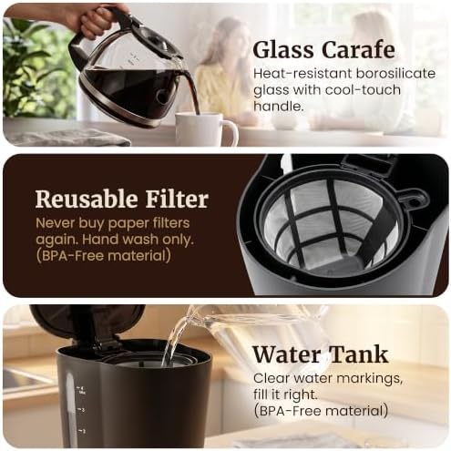 EHC4128 Automatic 4-Cup Drip Coffee Maker, Black