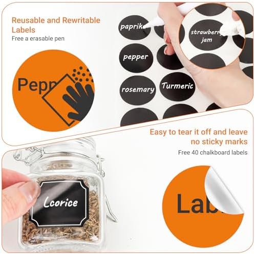 12 Pack 4 oz Mini Square Spice Jars with Airtight Hinged Lid
