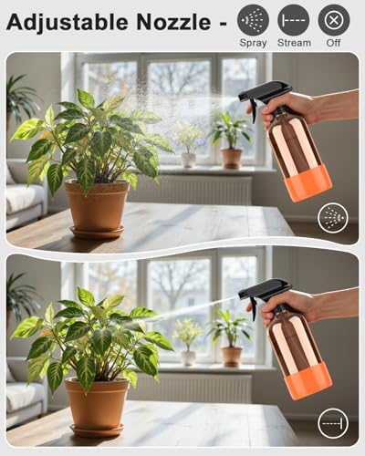 Bontip Amber Glass Spray Bottle, 16 oz with Orange Silicone Sleeve, 1 Pack - Image 3
