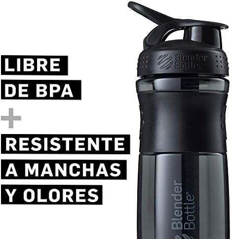 BlenderBottle SportMixer Tritan Grip Shaker Bottle, Transparent Black/Grey, 28-Ounce - Image 6