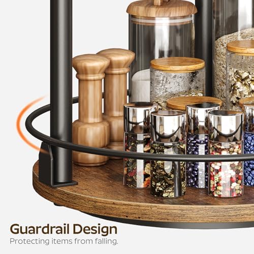 Spice Rack, Set of 2 Lazy Susan Organizer, 2-Tier Turntable Organizer, Rotating Spice Rack Organizer For Cabinet, Compact and Versatile, for Kitchen Countertop, Rustic Brown SR22L2BR