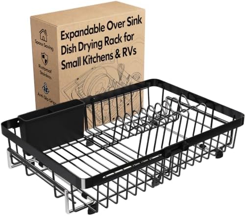 Expandable Dish Drying Rack Over The Sink with Anti Slip Grip