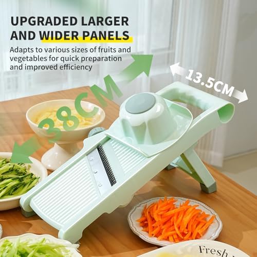 Adjustable Safe Mandoline Slicer for Kitchen, Stainless Steel Multifunction Vegetable & Fruit Cutter, Onion Potato Tomato Cabbage Apple Lemon Slicer Cutter, Multipurpose Veggie Slicer. - Image 3