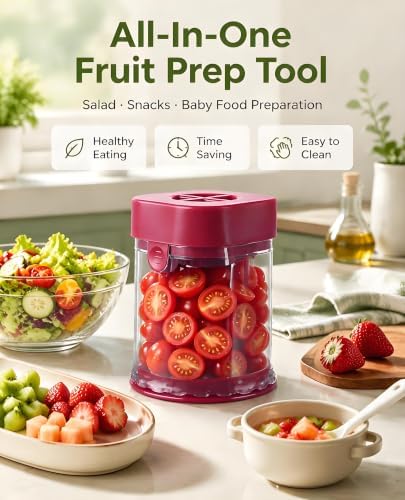 Grape Cutter & Strawberry Slicer, Fruit Quarter Cutter, Red - Image 4