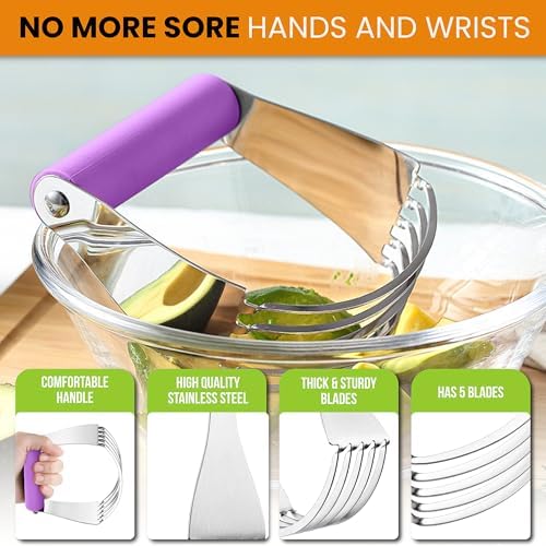 Spring Chef Large Dough Blender For Baking - Durable Pastry Blender, Orchid - Image 4