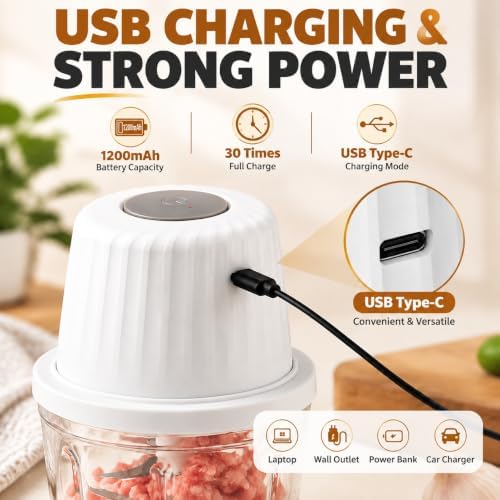 Electric Garlic Chopper 400ML, Cordless Mini Food Chopper Rechargeable - Image 7