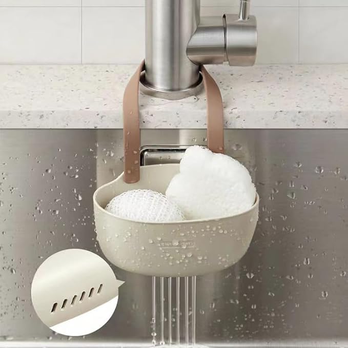 Silicone Sponge Holder for Kitchen Sink Caddy, Saddle Faucet Caddy Sink Organizer for Sponges, Scrubbers, Soaps, Set of 2