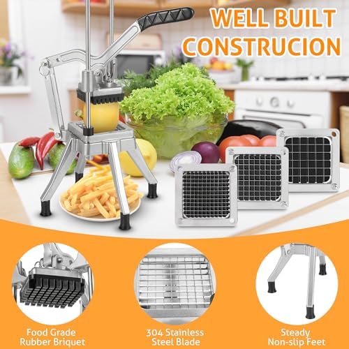 Commercial Vegetable Chopper Fruit Dicer with 3 Replacement Blades